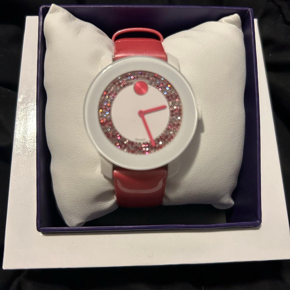 Pink and white Movado Bold watch